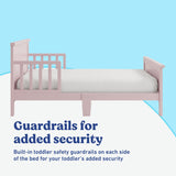 Graco Bailey blush toddler bed guardrails callout
