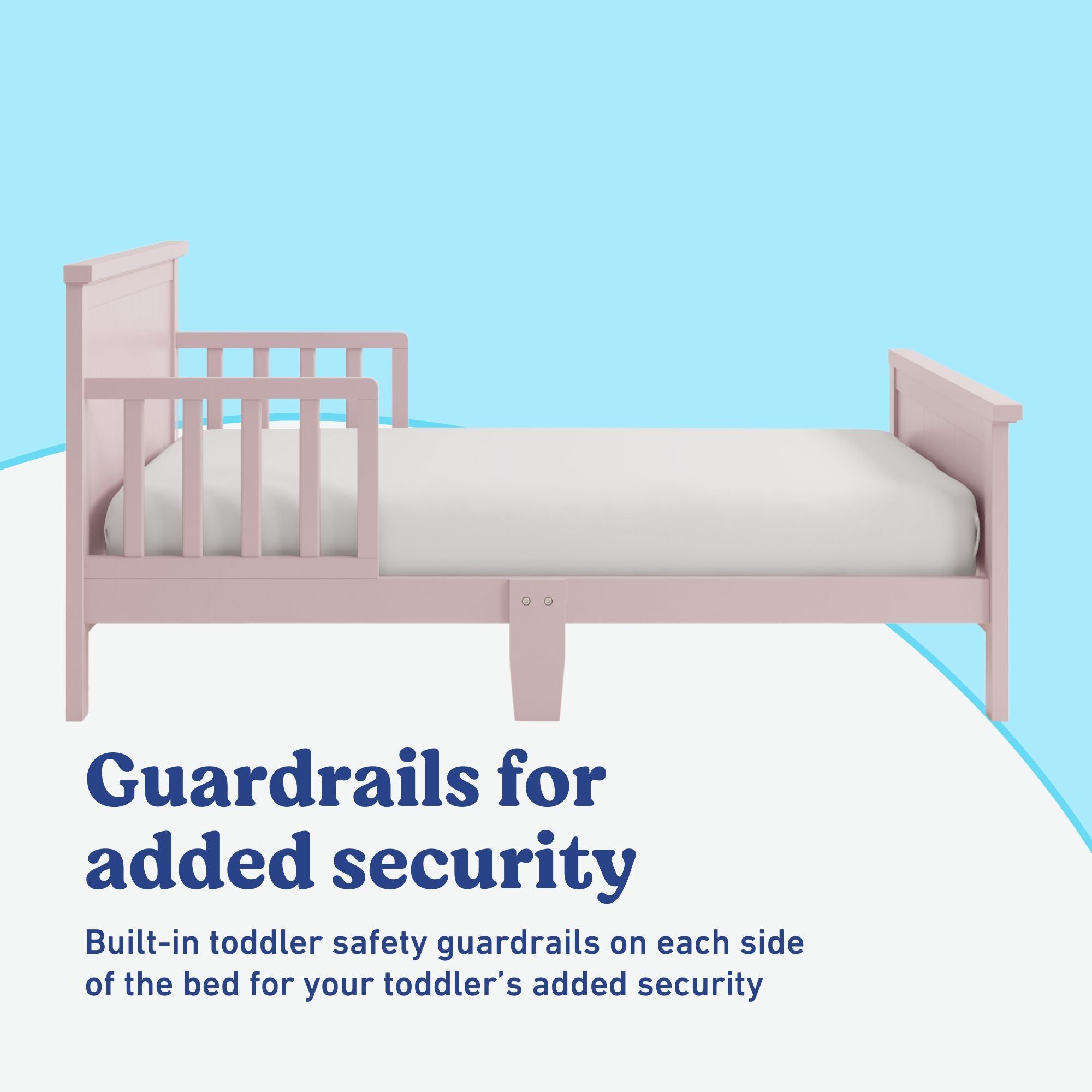 Graco Bailey blush toddler bed guardrails callout