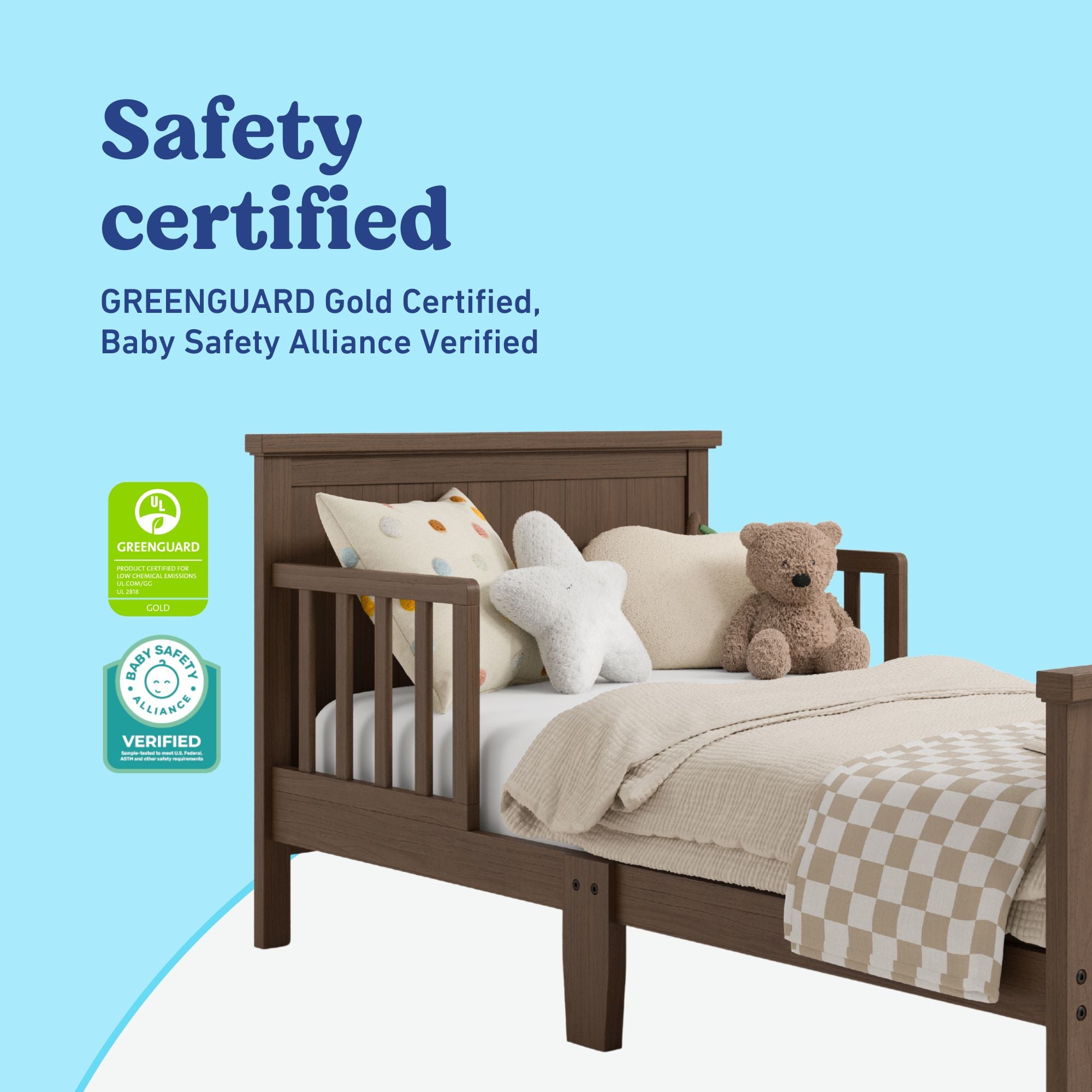 Graco Bailey hazelnut toddler bed certifications callout