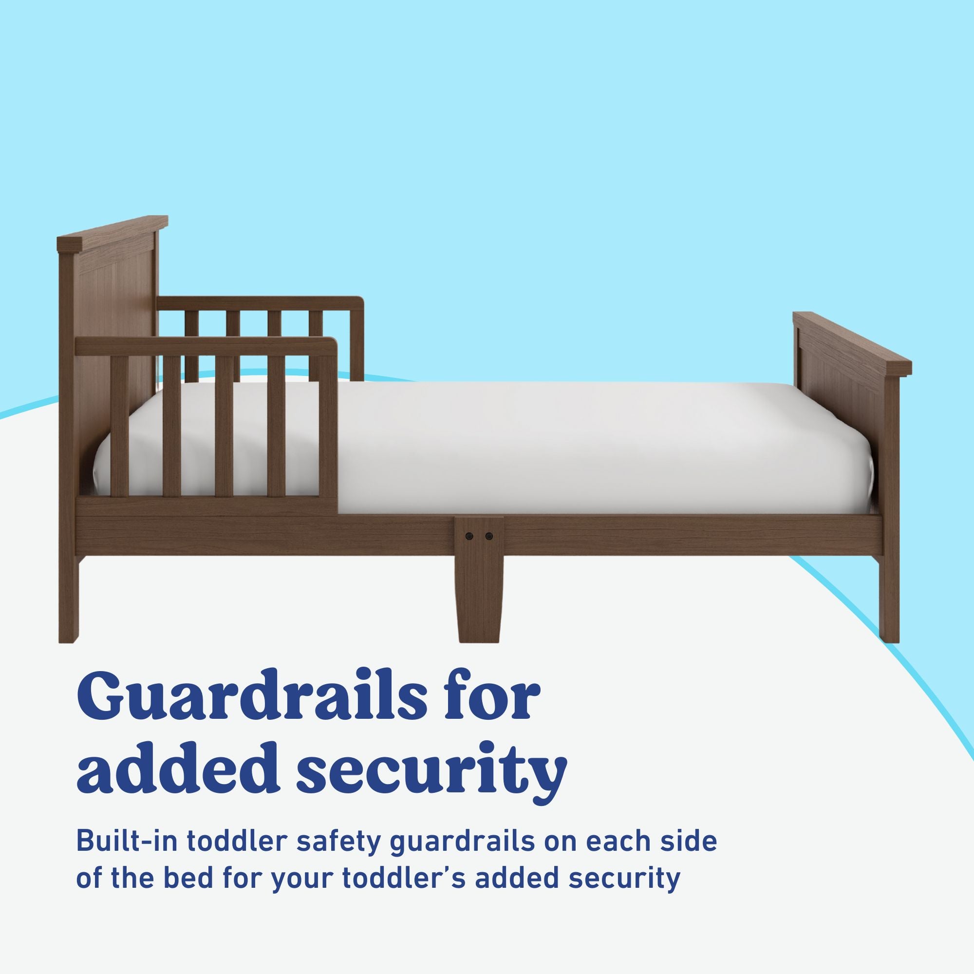 Graco Bailey hazelnut toddler bed guardrails callout