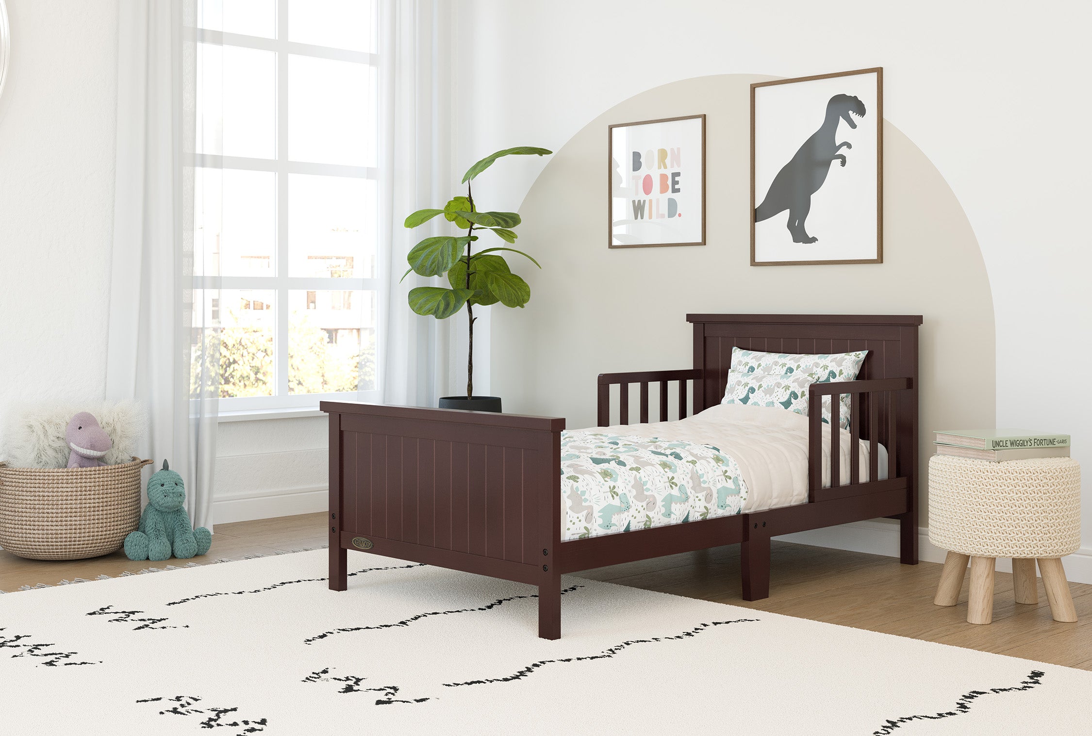 Bailey espresso toddler bed in a nursery