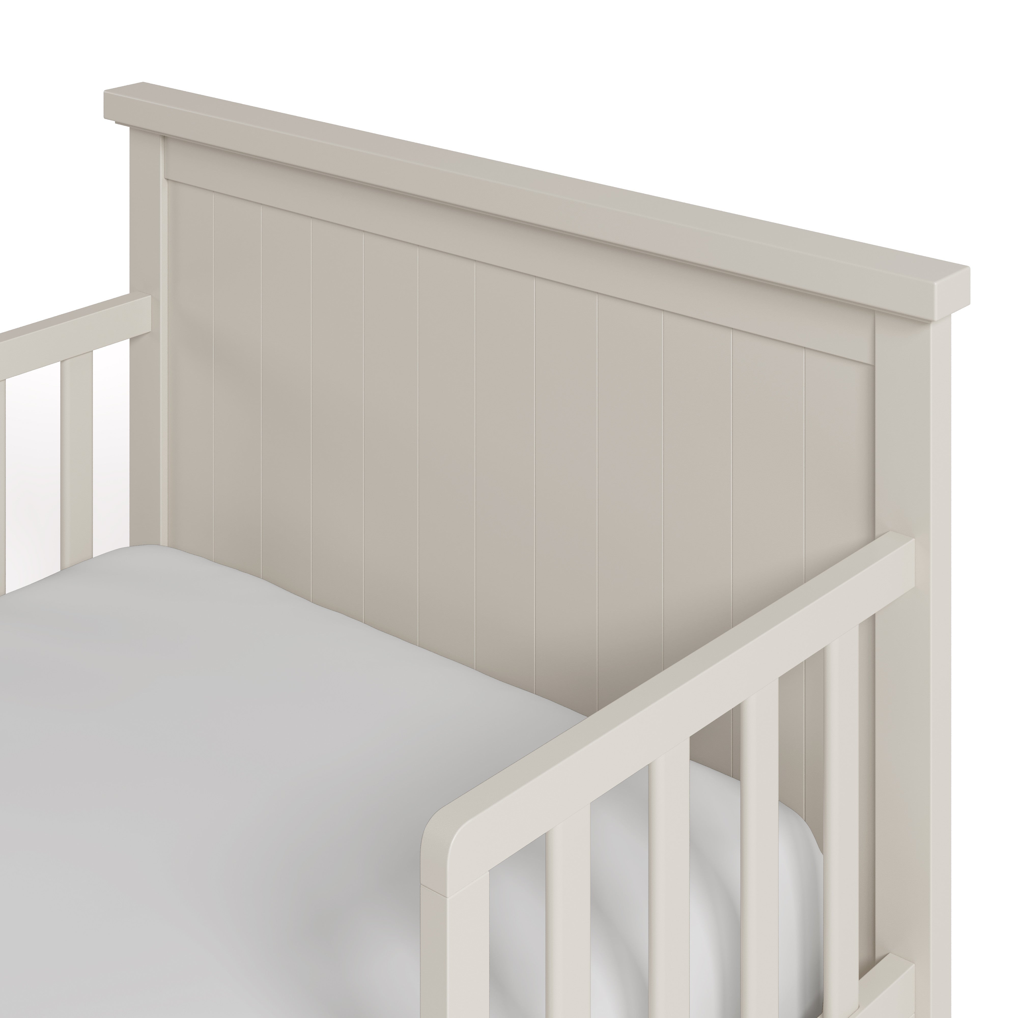 Bailey frosted oat toddler bed close up of headboard