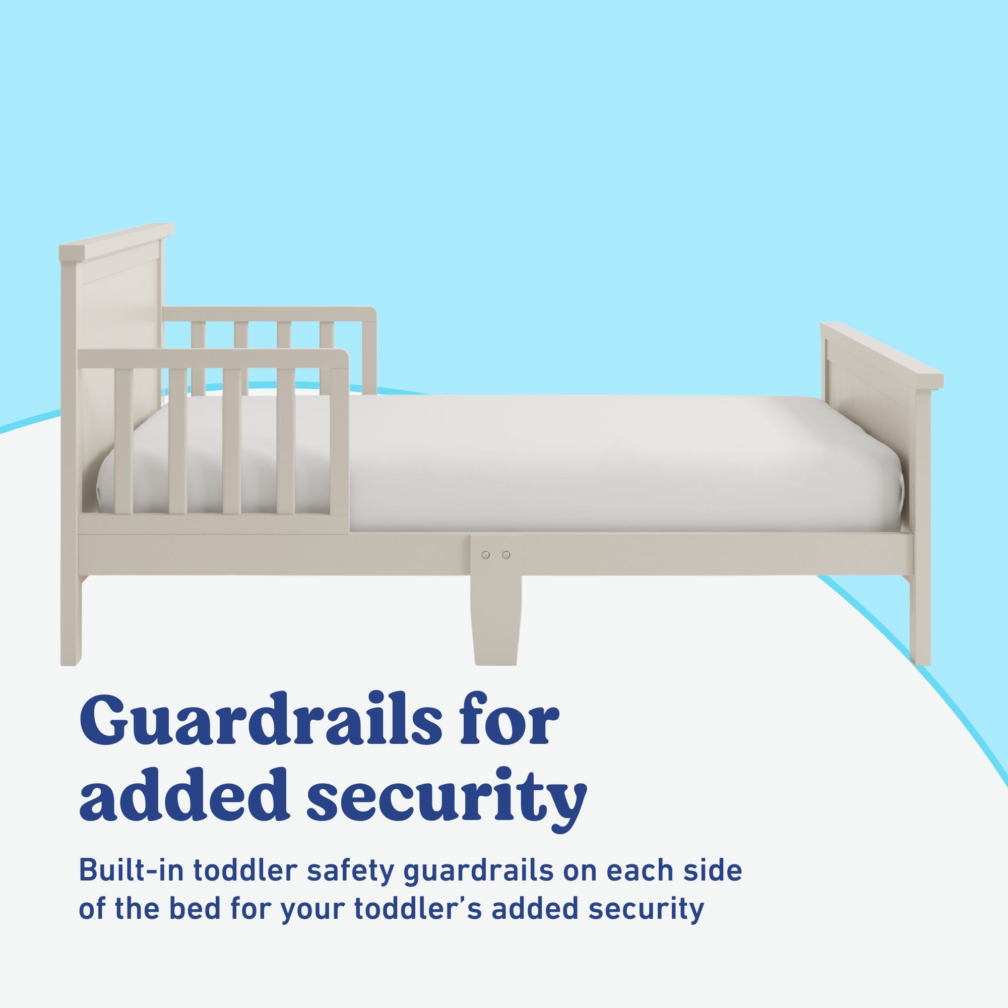 Graco Bailey frosted oat toddler bed guardrails callout