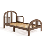 Olivia hazelnut toddler bed without mattress angle view