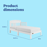 Benton white toddler bed with dimensions