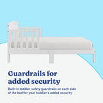 Benton white toddler bed guardrails callout