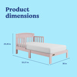 Benton blush toddler bed with dimensions