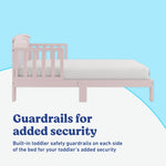 Benton blush toddler bed guardrails callout