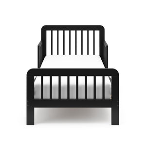 front view of black toddler bed