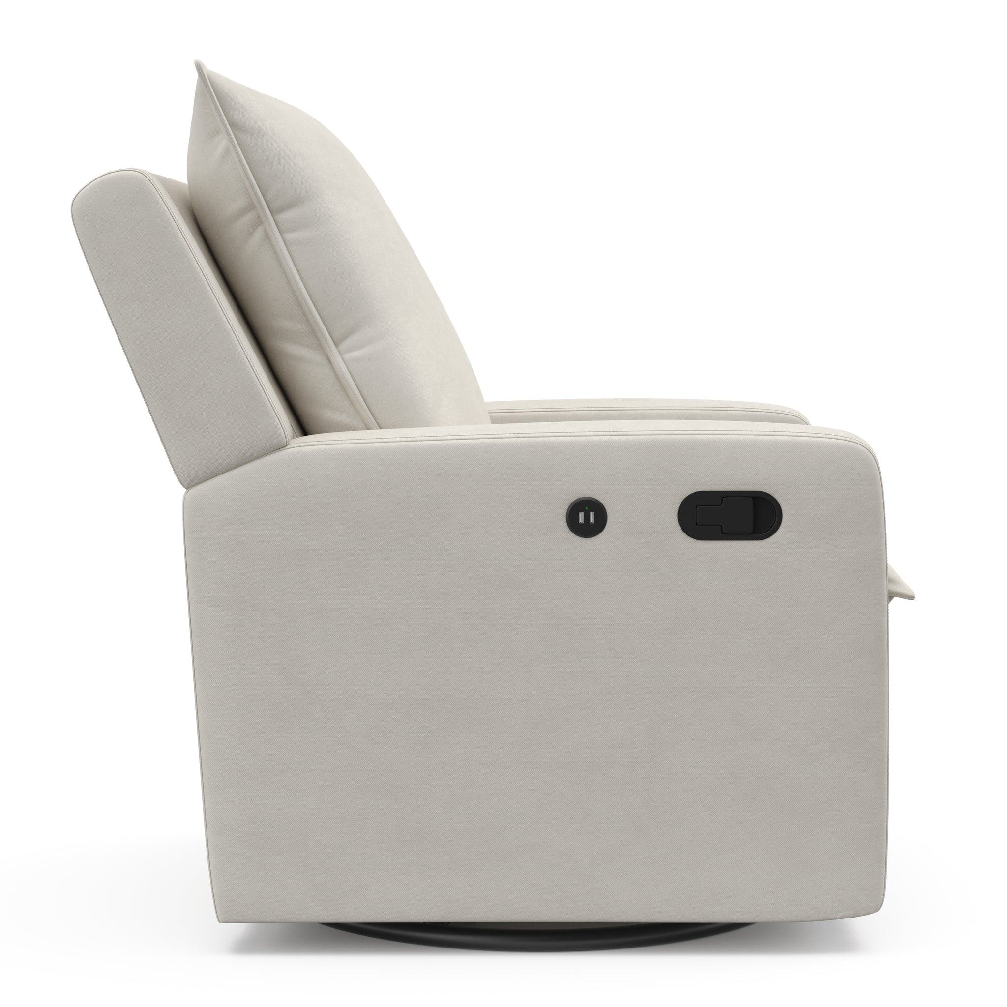 side view of an ivory reclining glider
