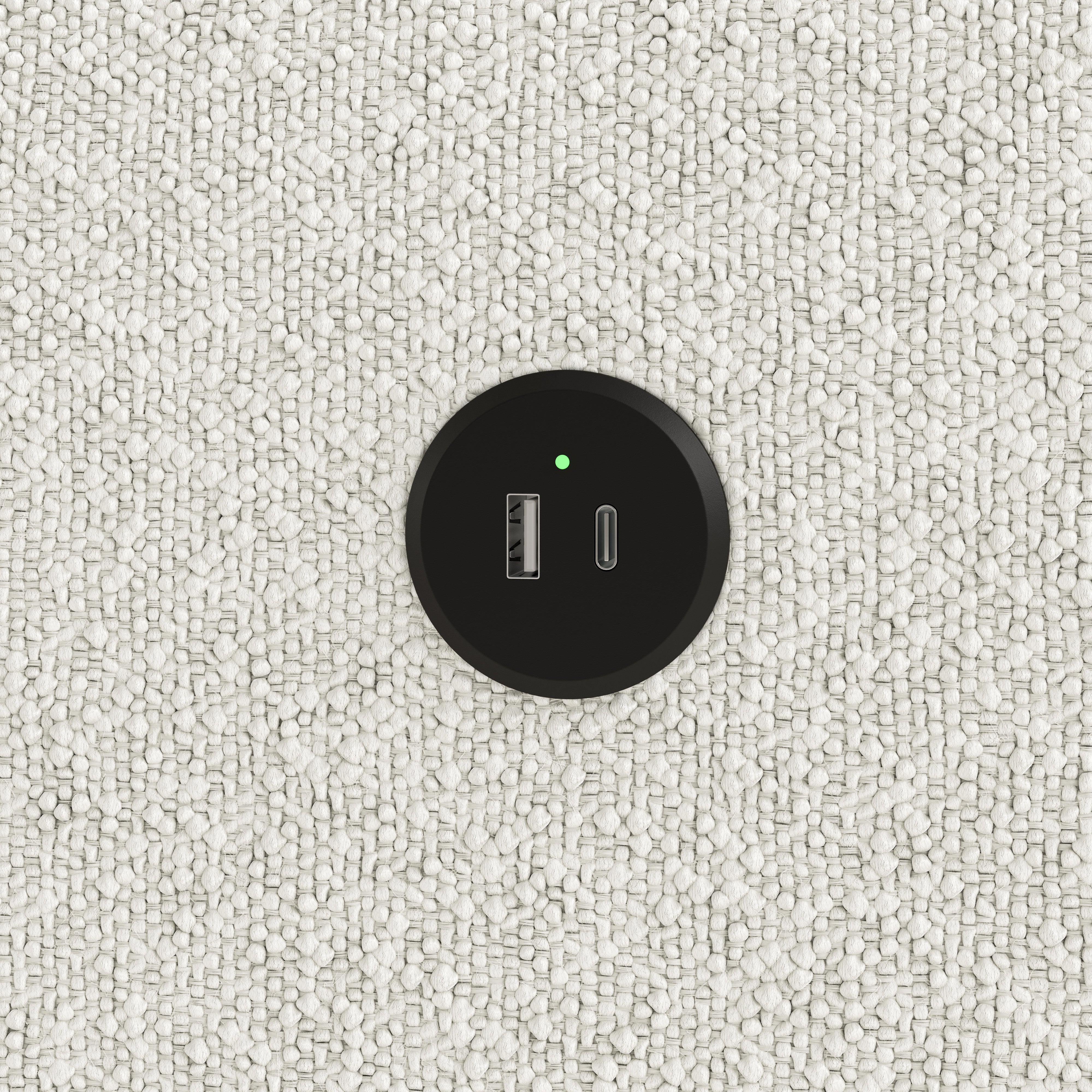 Timeless ivory boucle glider close up of USB ports