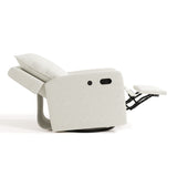 Timeless ivory boucle glider in reclined position side view