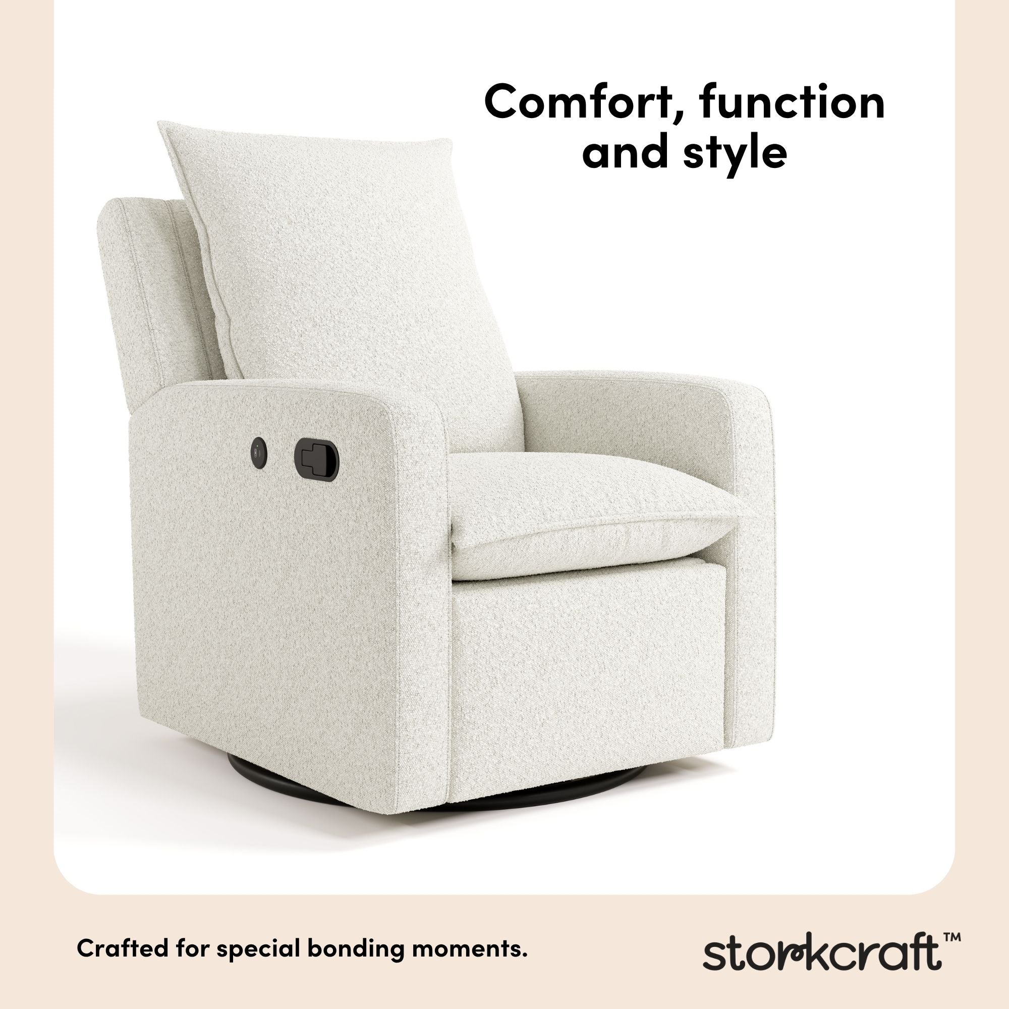 Timeless ivory boucle recliner style callout