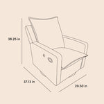 Timeless recliner line drawing with dimensions