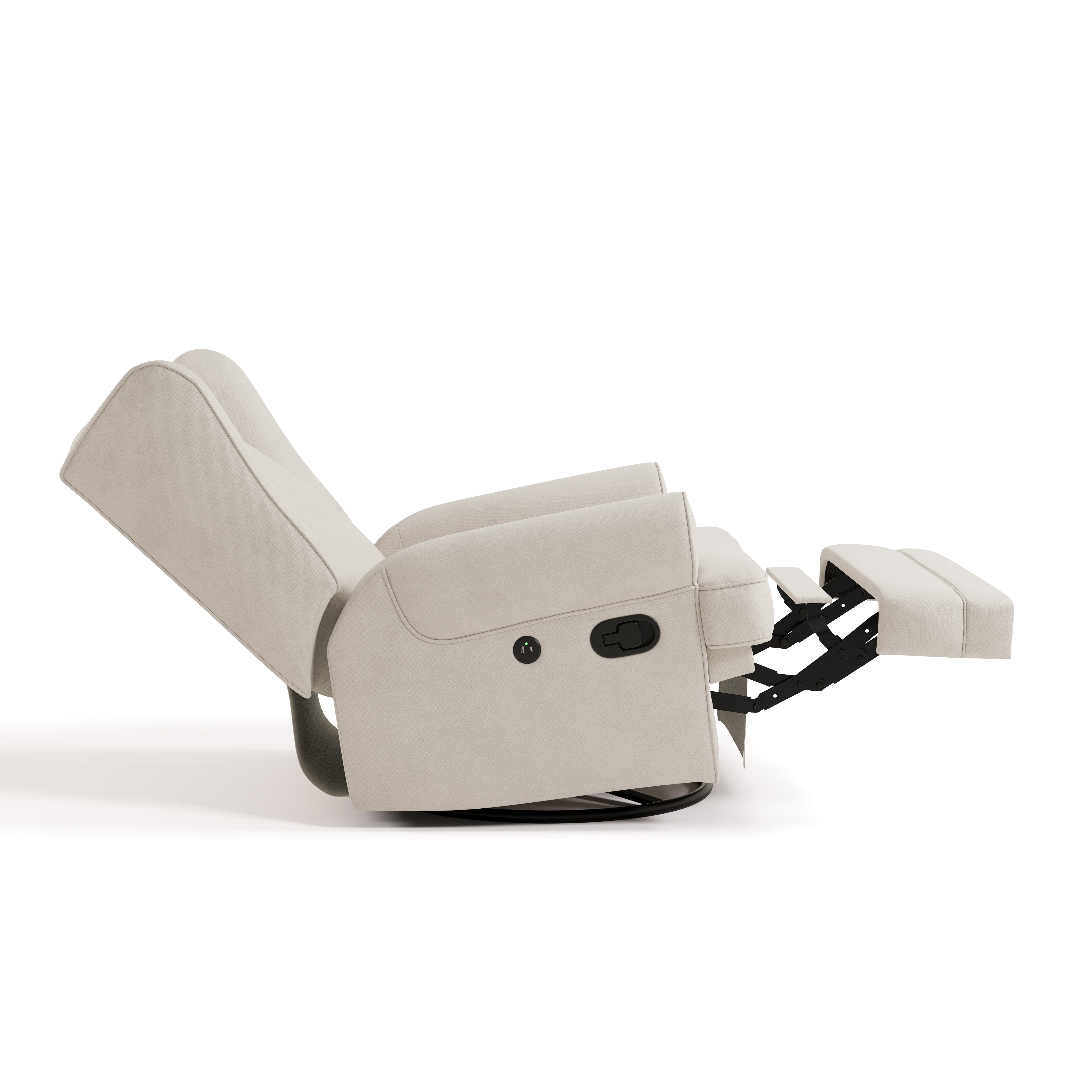 Serenity ivory glider in reclined position side view