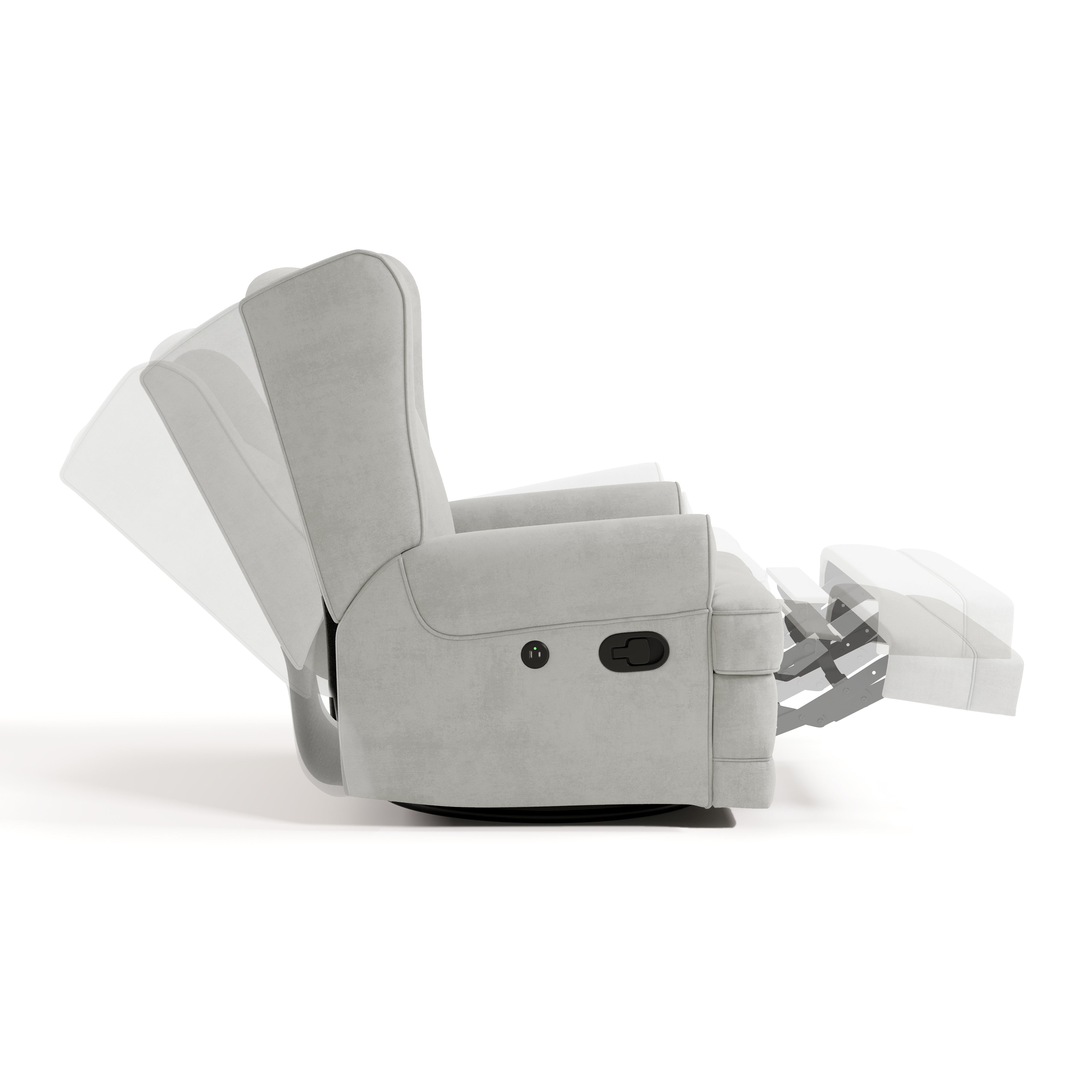 Serenity steel glider side view with reclining position shadows