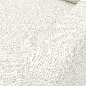 close up view of an ivory boucle fabric