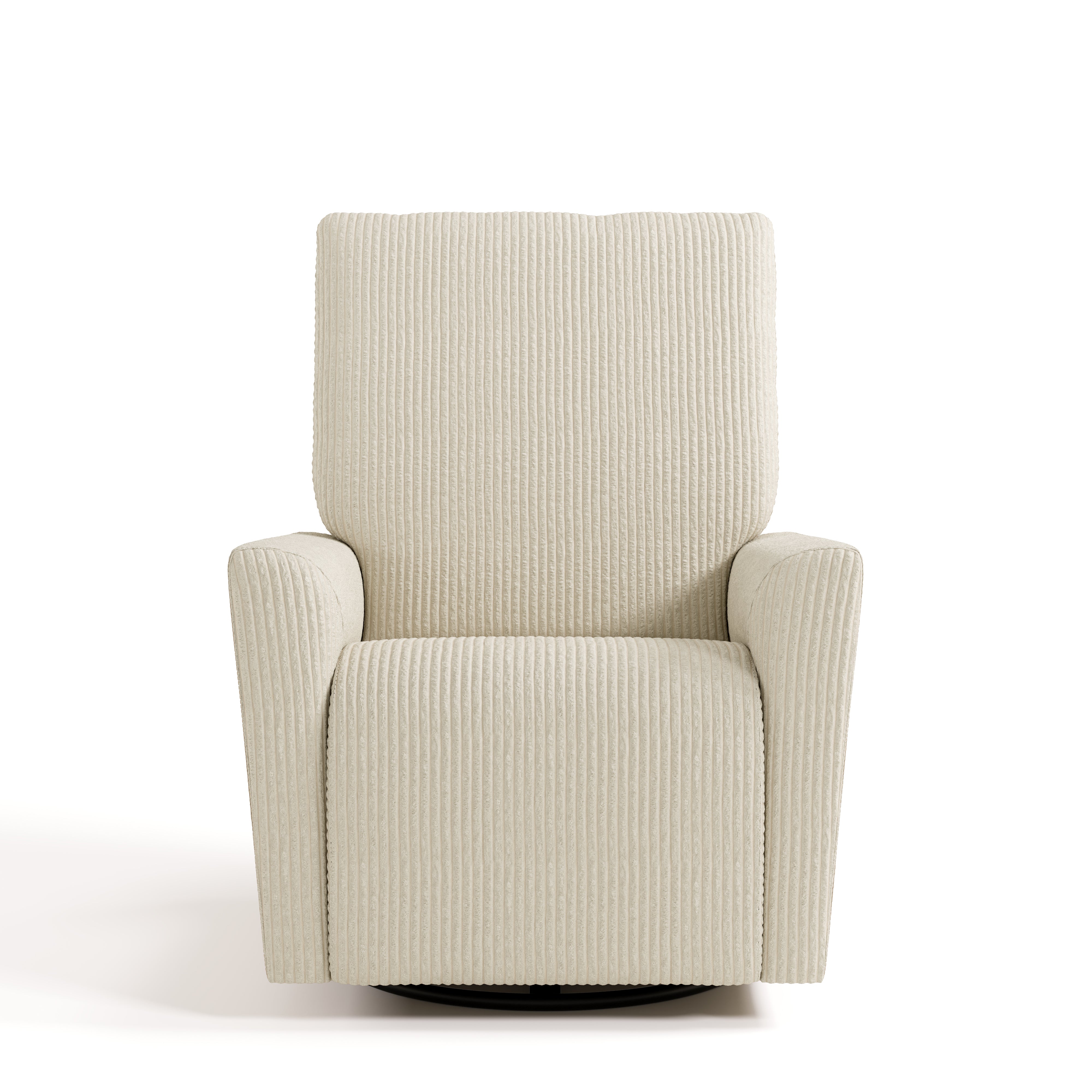 Santorini ivory corduroy power recliner front view