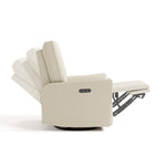 Santorini ivory corduroy power recliner side view with reclining position shadows