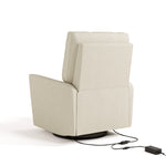Santorini ivory corduroy power recliner back view with electrical cord