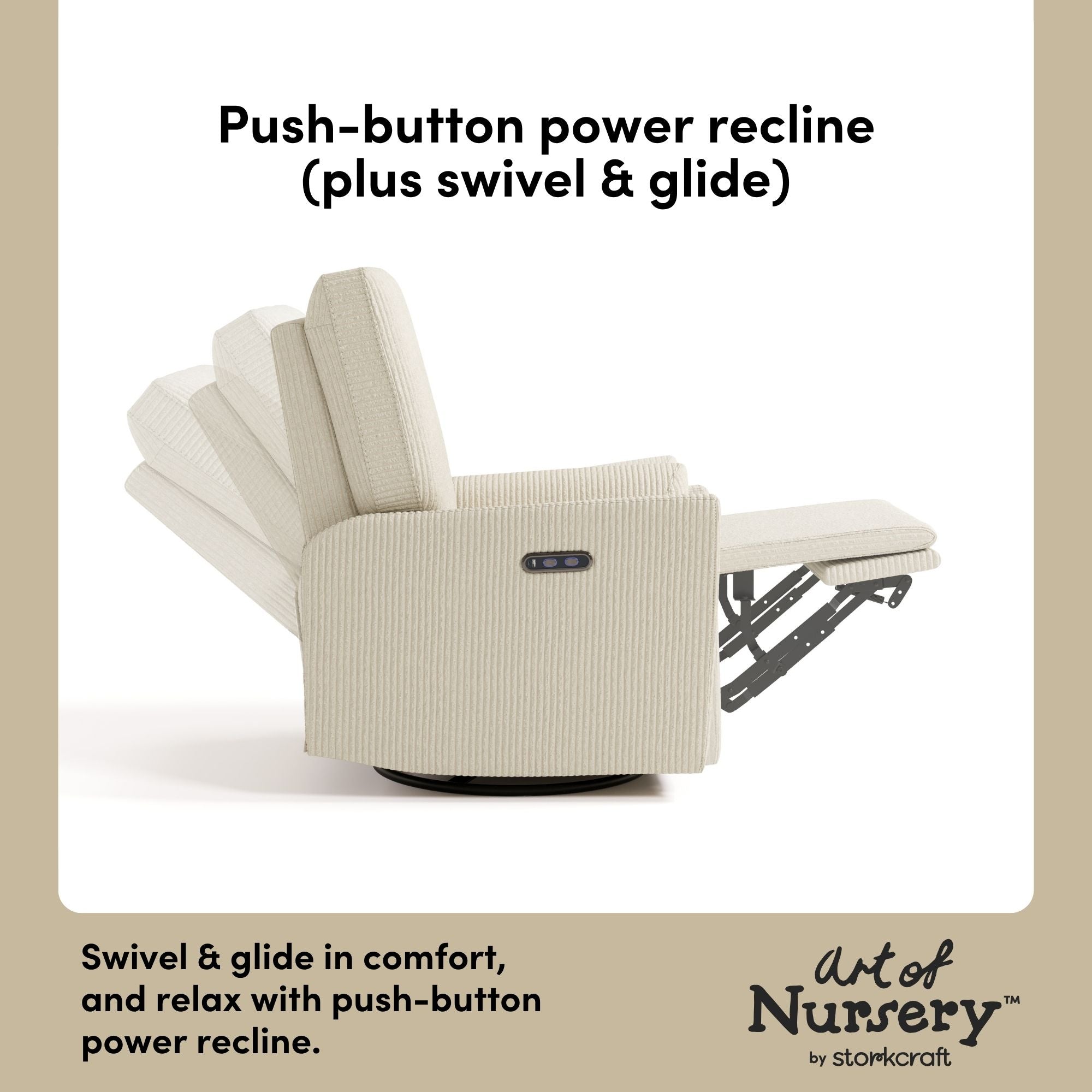 Santorini ivory corduroy glider power recline callout