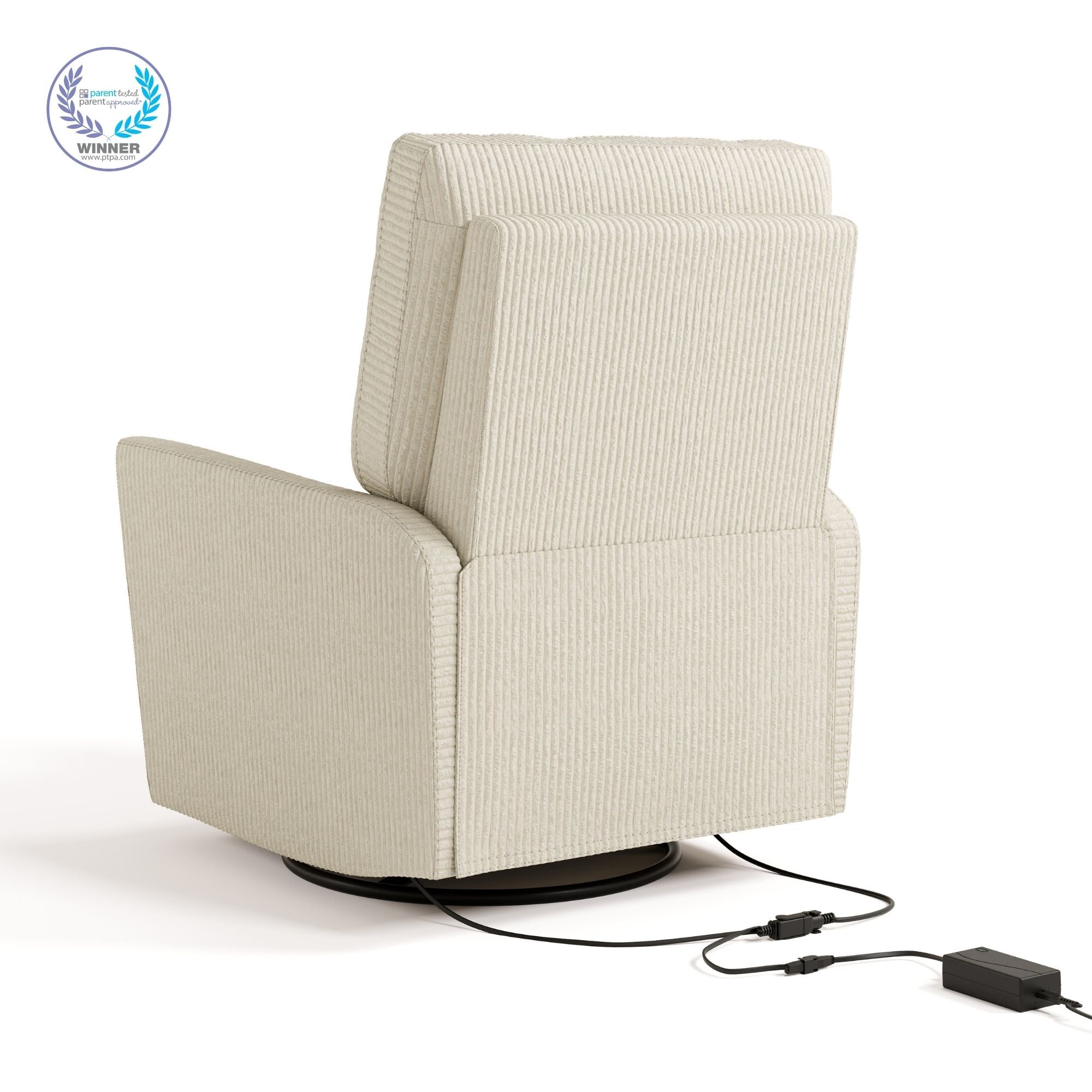 Santorini ivory corduroy glider with PTPA logo on top left