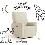 Santorini ivory corduroy glider with black doodles overlaid on image