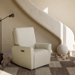 Santorini ivory corduroy power recliner in nursery