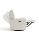 Santorini ivory boucle power recliner side view with reclining position shadows
