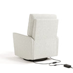 Santorini ivory boucle power recliner back view with electrical cord