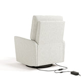 Santorini ivory boucle power recliner back view with electrical cord