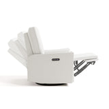Santorini ivory basketweave power recliner side view with reclining position shadows