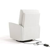 Santorini ivory basketweave power recliner back view with electrical cord