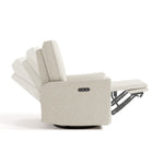 Santorini dune basketweave power recliner side view with reclining position shadows