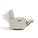 Santorini dune basketweave power recliner side view with reclining position shadows
