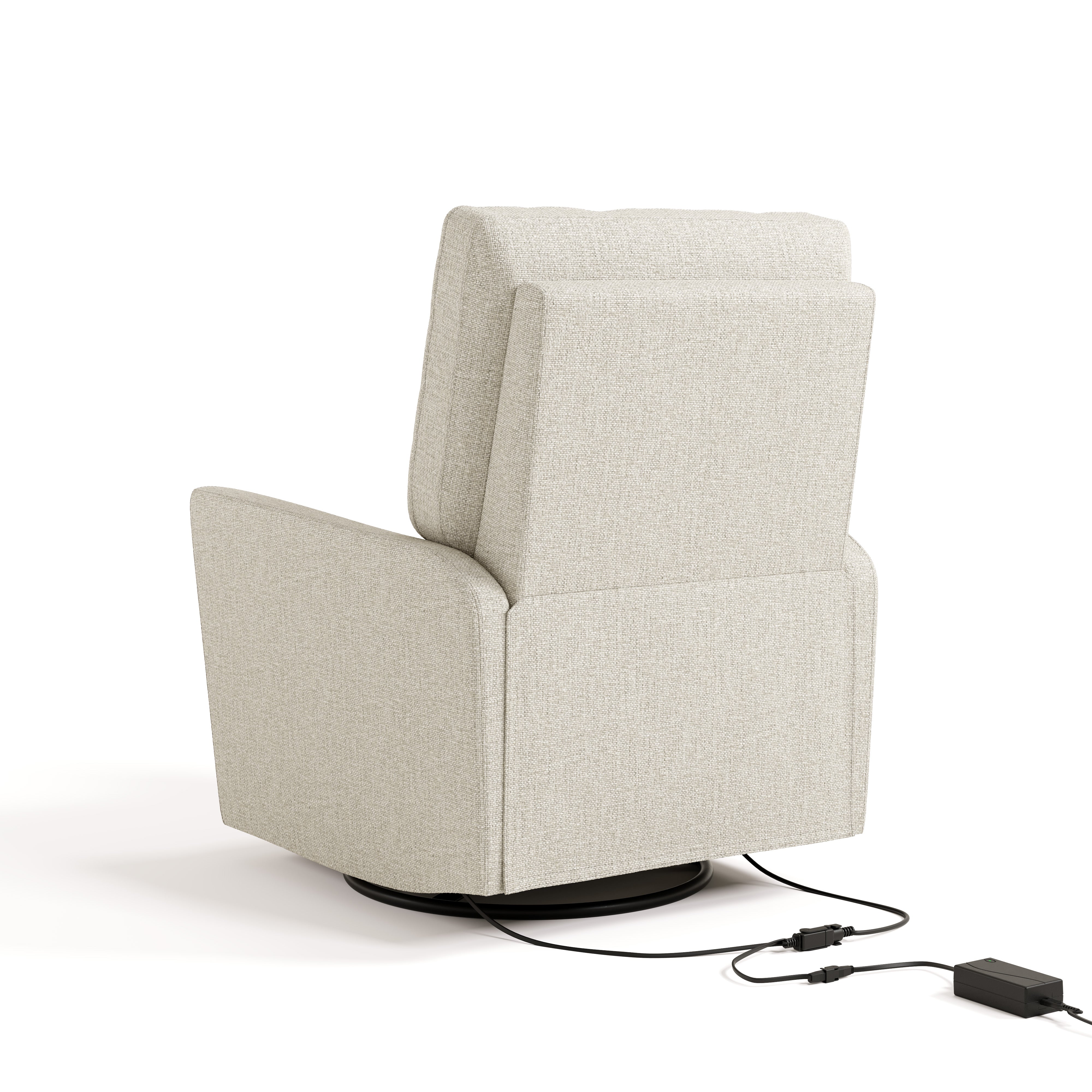 Santorini dune basketweave power recliner back view with electrical cord