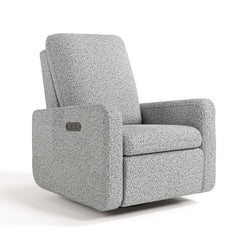 Teddi salt and pepper boucle recliner angle view