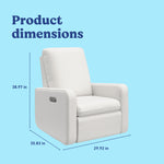 Teddi ivory basketweave recliner with dimensions