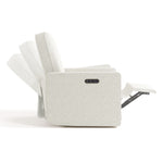 Side view of Olivia Power Recliner in Ivory Boucle with recline position shadows