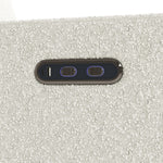 Close up of power buttons and dual USB ports on Olivia Power Recliner in Ivory Boucle