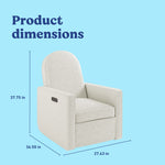 Olivia Power Recliner in Ivory Boucle with dimensions