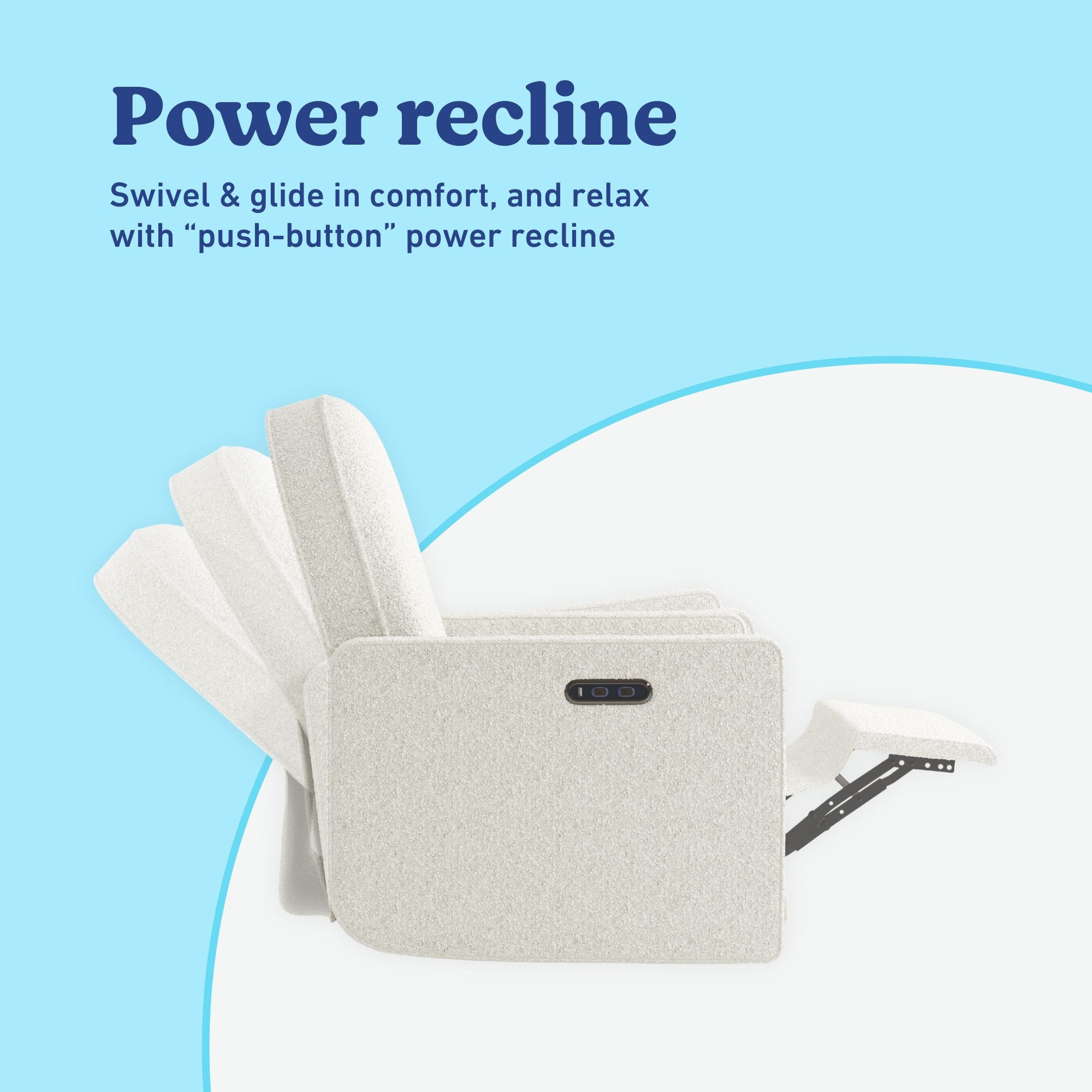 Olivia Power Recliner in Ivory Boucle power recline callout