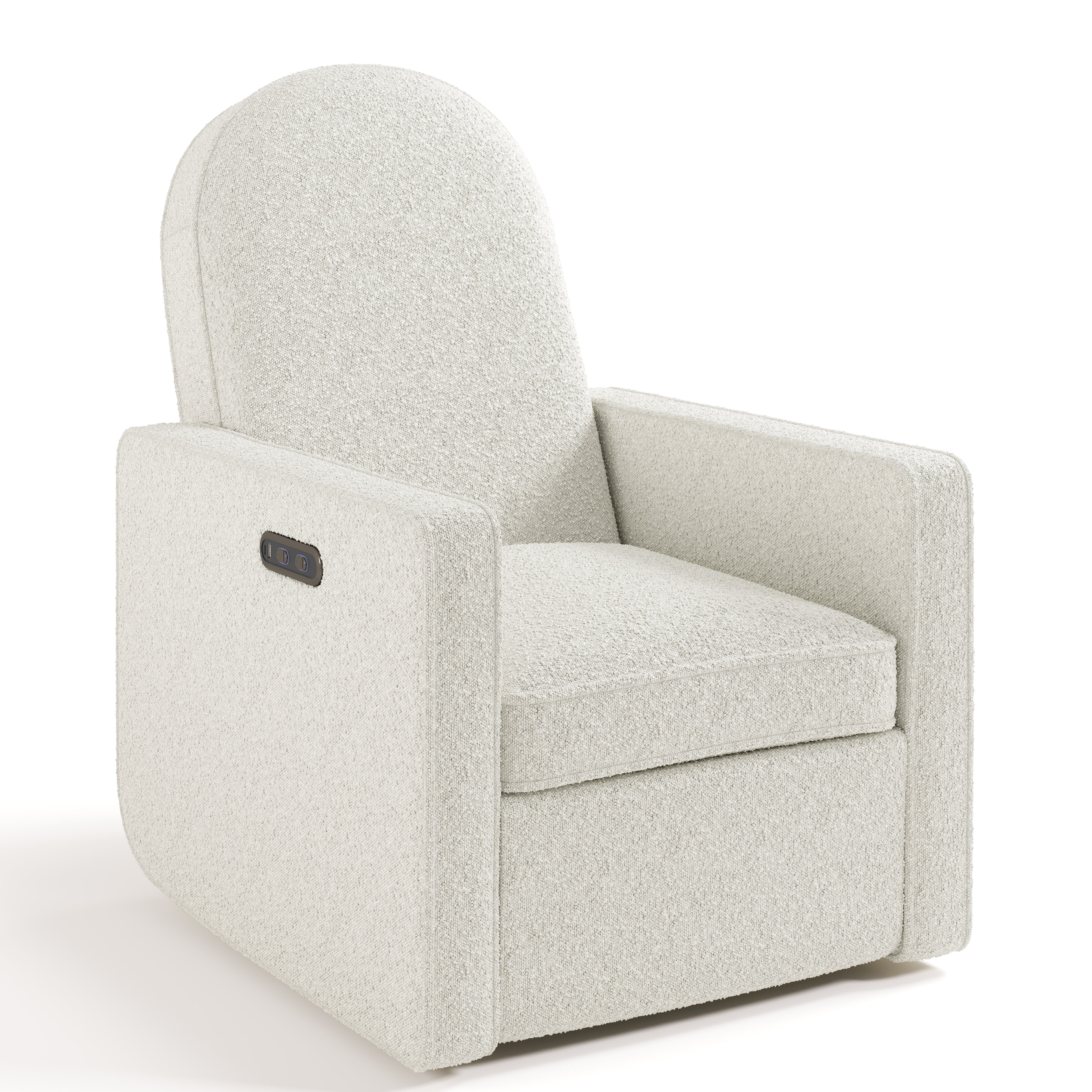Angle view of Olivia Power Recliner in Ivory Boucle