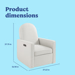 Olivia Power Recliner in Ivory Basketweave with dimensions