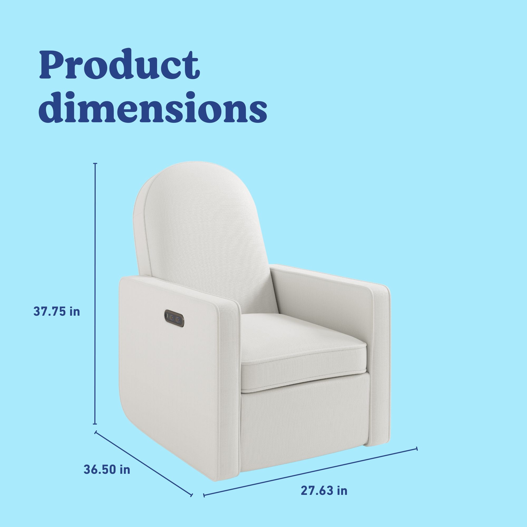 Olivia Power Recliner in Ivory Basketweave with dimensions