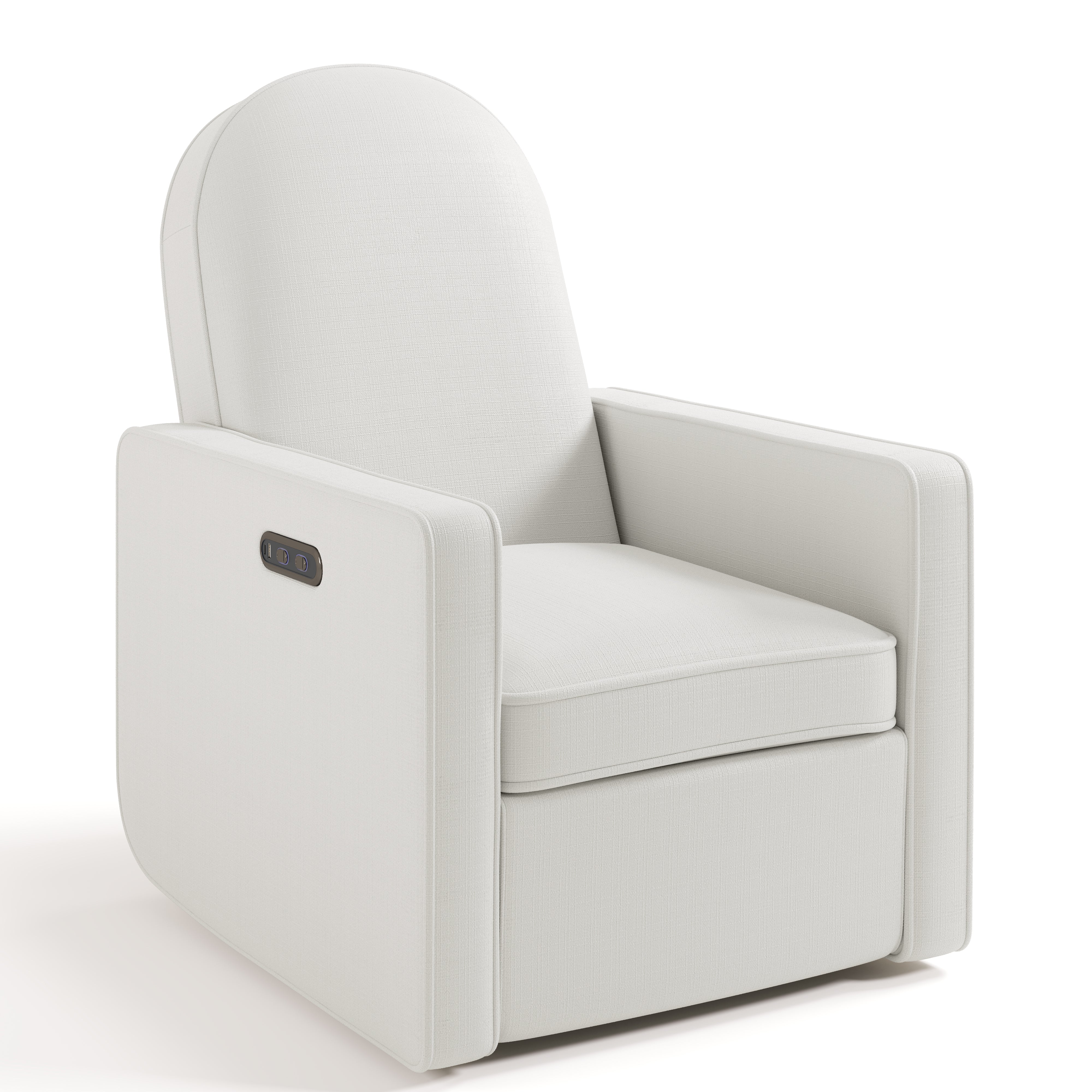 Angle view of Olivia Power Recliner in Ivory Basketweave
