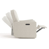 Side view of Olivia Power Recliner in Dune Basketweave with recline position shadows