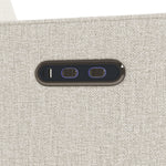 Close up of power buttons and dual USB ports on Olivia Power Recliner in Dune Basketweave