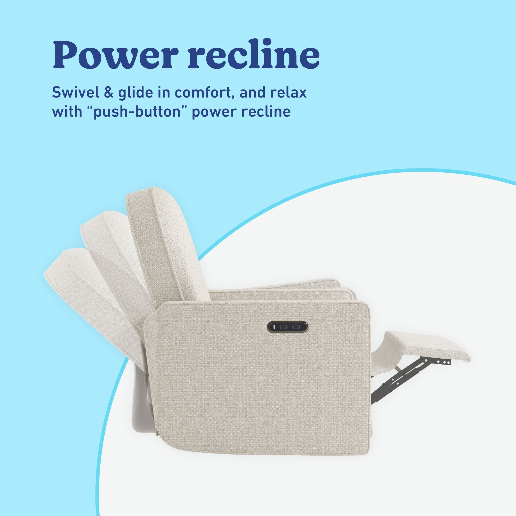 Olivia Power Recliner in Dune Basketweave power recline callout