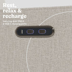 Olivia Power Recliner in Dune Basketweave dual USB ports callout